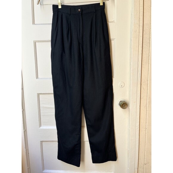 J Crew sz 6 High Rise Italian Merino Wool Black Pleated Front Slacks Dress Pants - Picture 1 of 12